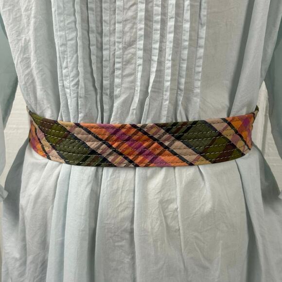 J. Crew Women Y2k Waist Belt Preppy Boho Clean Girl Plaid Fabric Green Size S/M - Picture 6 of 7